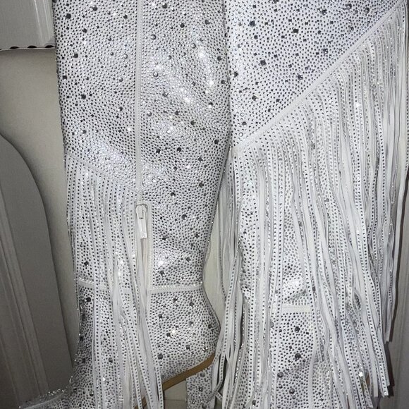 Jessica Simpson Asire2 Rhinestone Embellished Fringe Boots - Picture 4 of 9